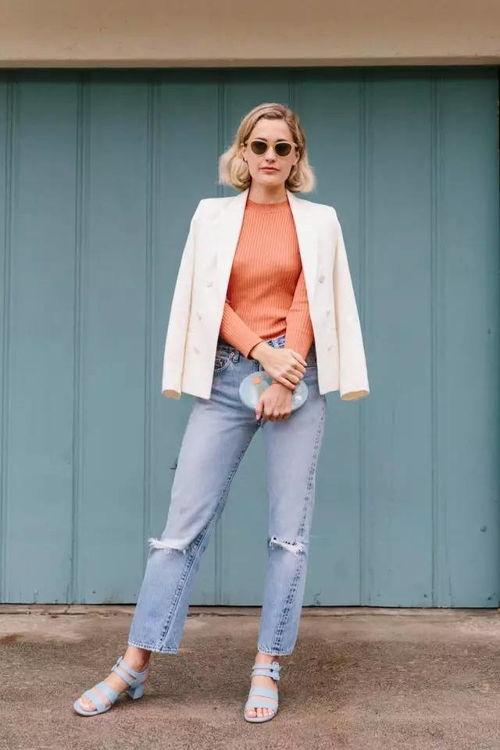 白色西装外套网红,网红穿搭新潮流